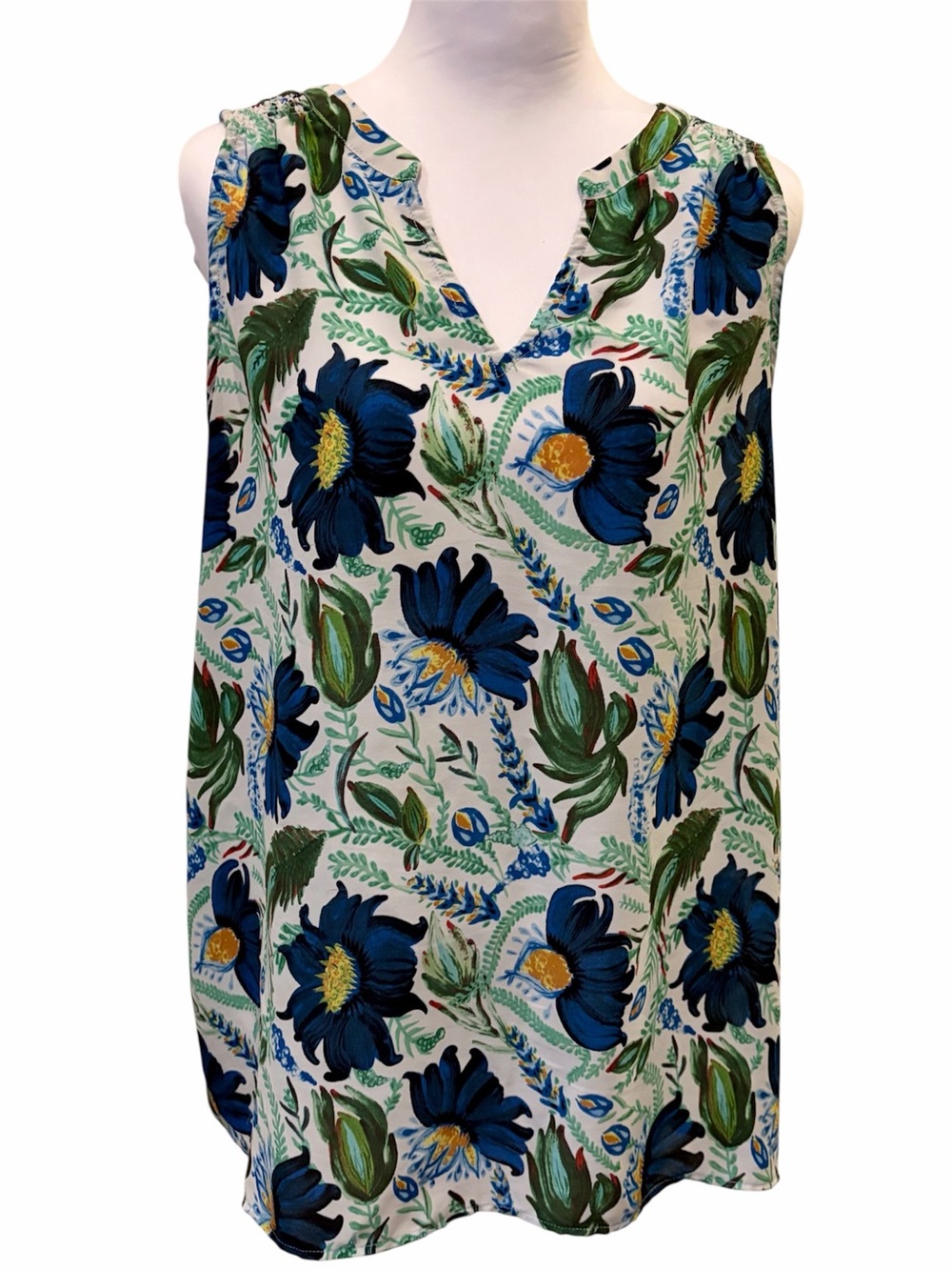 Dalia Floral Tank Top Sleeveless V-Neck Blouse XL